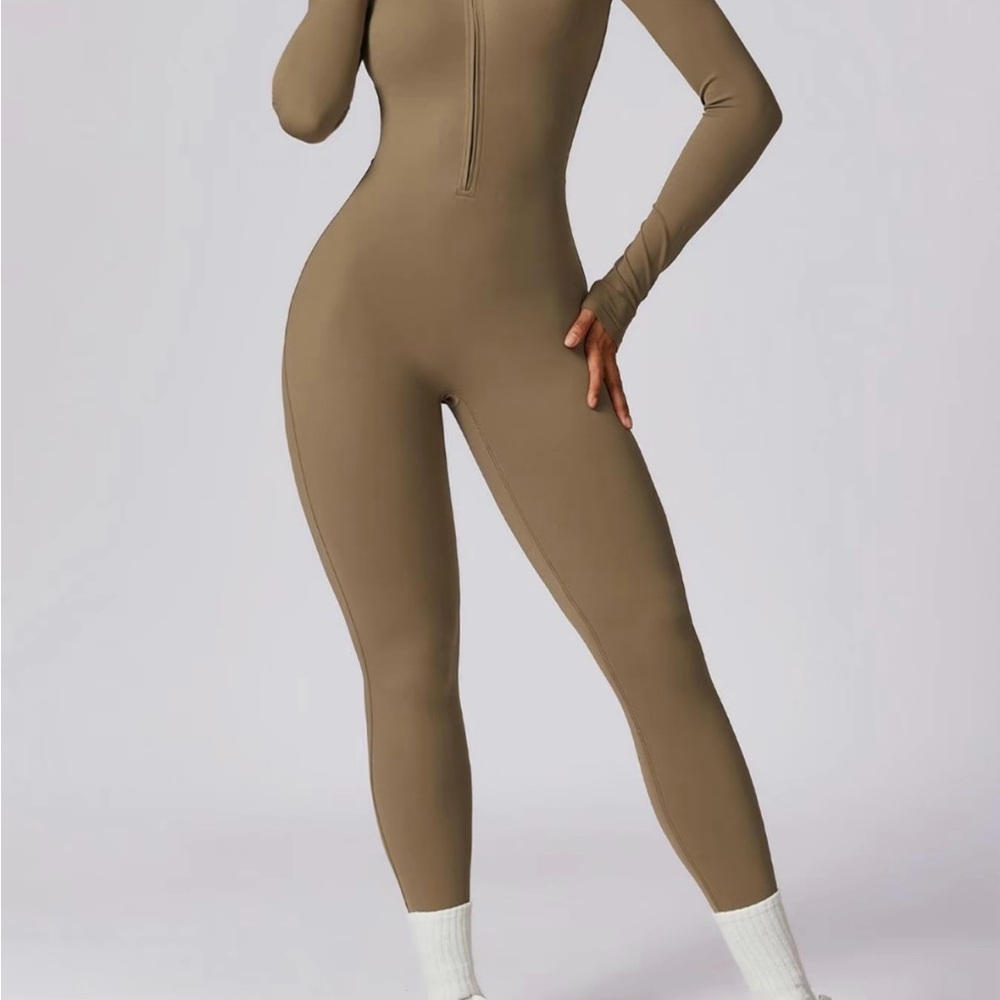Light Brown Long Sleeve Jumpsuit
